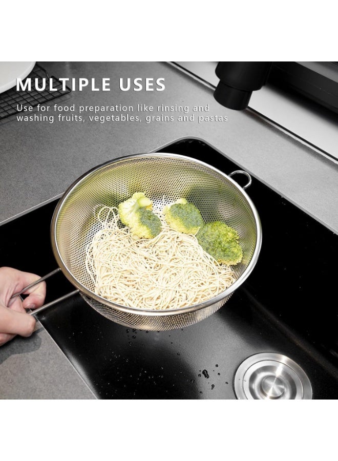 Strainer with Long Handle, Round Kitchen Strainer, Mesh Strainer Pot, Strainer Skimmer in Stainless Steel, Easy to Clean, Rust Resistant, Sieve for Food, Tea, Rice, Oil, Noodles, Fruits and Vegetables - Image 5