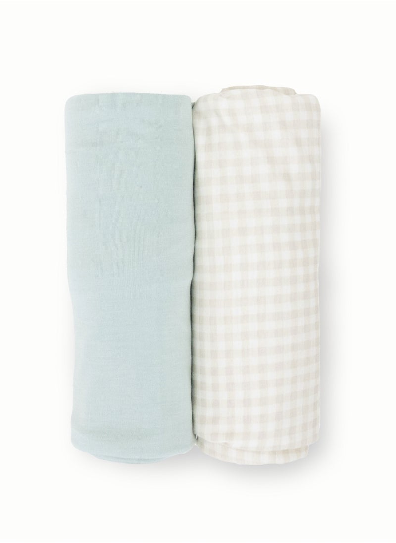 little unicorn - Stretch Knit Swaddle 2 Pack	Frost Green - Image 1