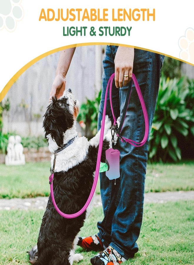 Kazazoo Hands-Free Christmas Dog Leash with Poop Bag Holder, Adjustable 4-7 Ft Waist for Dog Walking, Running for Small & Medium Dogs with Reflective Strips, Nylon Waist Belt, Hotpink - Image 2