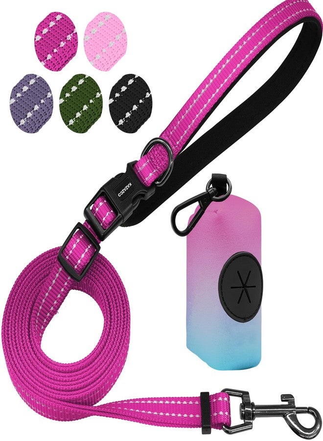 Kazazoo Hands-Free Christmas Dog Leash with Poop Bag Holder, Adjustable 4-7 Ft Waist for Dog Walking, Running for Small & Medium Dogs with Reflective Strips, Nylon Waist Belt, Hotpink - Image 1