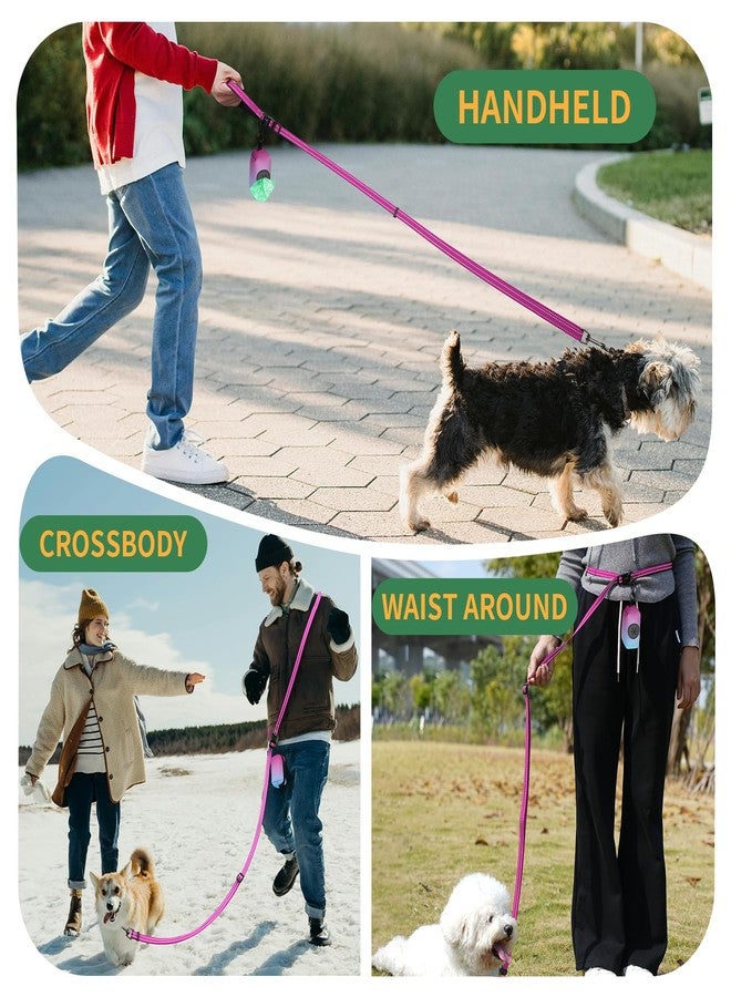 Kazazoo Hands-Free Christmas Dog Leash with Poop Bag Holder, Adjustable 4-7 Ft Waist for Dog Walking, Running for Small & Medium Dogs with Reflective Strips, Nylon Waist Belt, Hotpink - Image 5