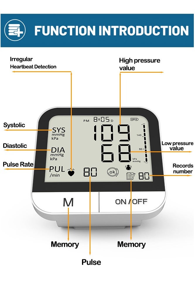 Monitors Upper Arm & Blood Pressure Machine with Wide Range Cuff for Home Use Wrist Adjustable Irregular Heartbeat & Hypertension Detector,blood pressure meter digital - Image 3