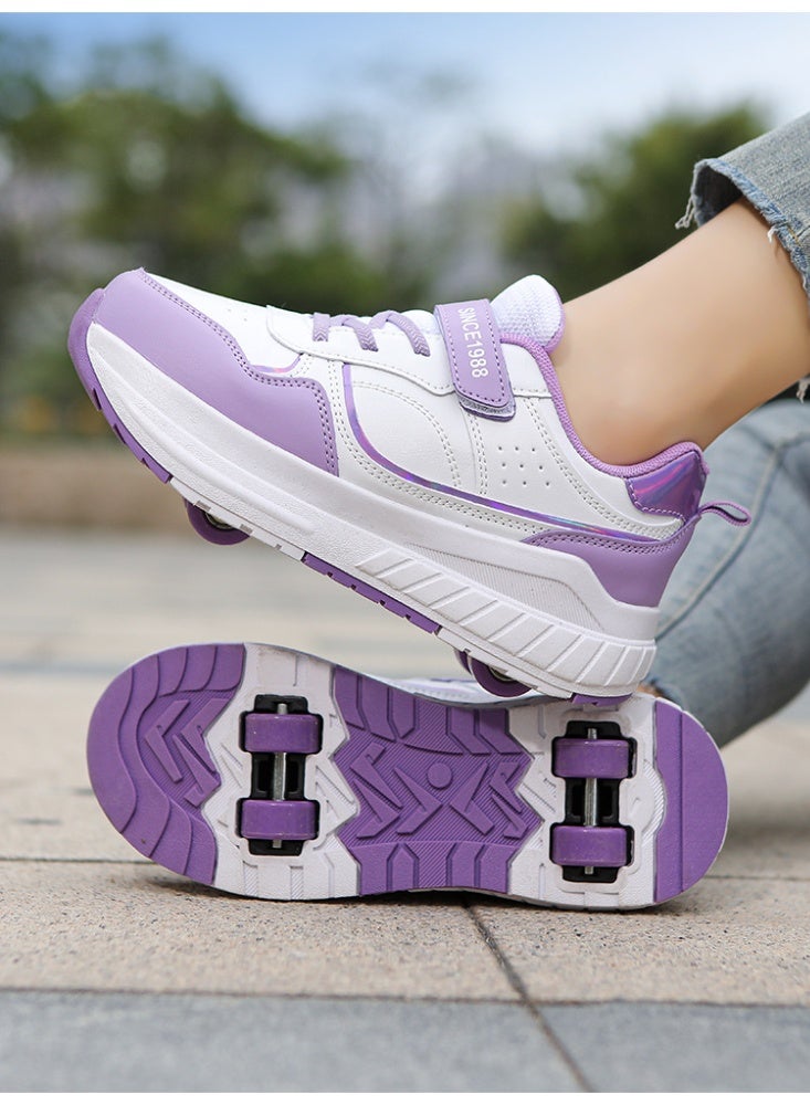 Loquat Kids Roller Skates Shoes 4 Wheels Roller Shoes Boys Girls Wheel Shoes Roller Sneakers Shoes for Beginner More Balanced - Image 1