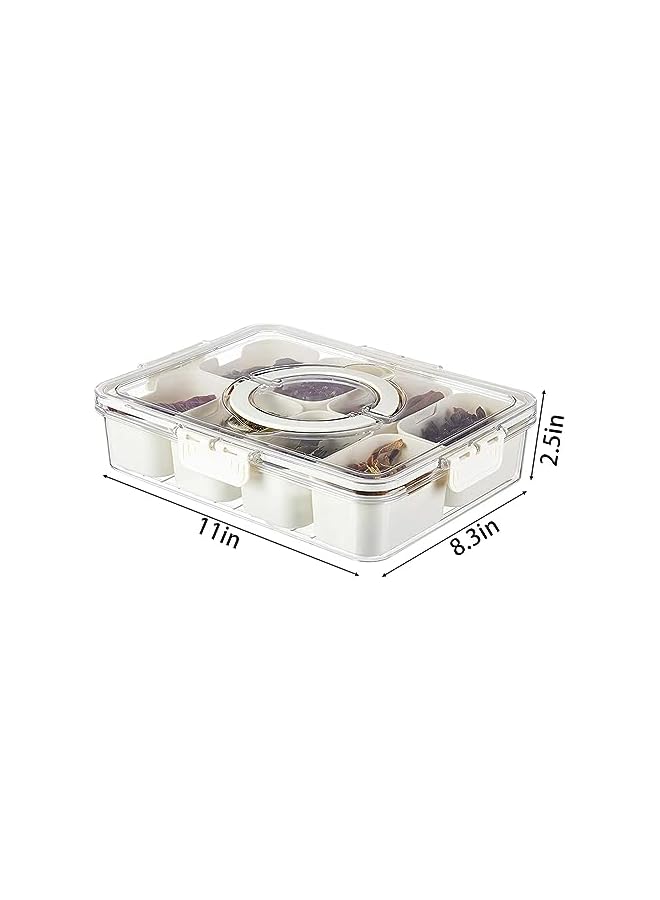 Green Tiger Food Serving Tray with Lids Stackable Fruit&Veggie Container with 8 Small Dividers Plastic Storage Bins for Fridge Pantry Freezer Clear Snack Box for Candy Nuts Spice - Image 2