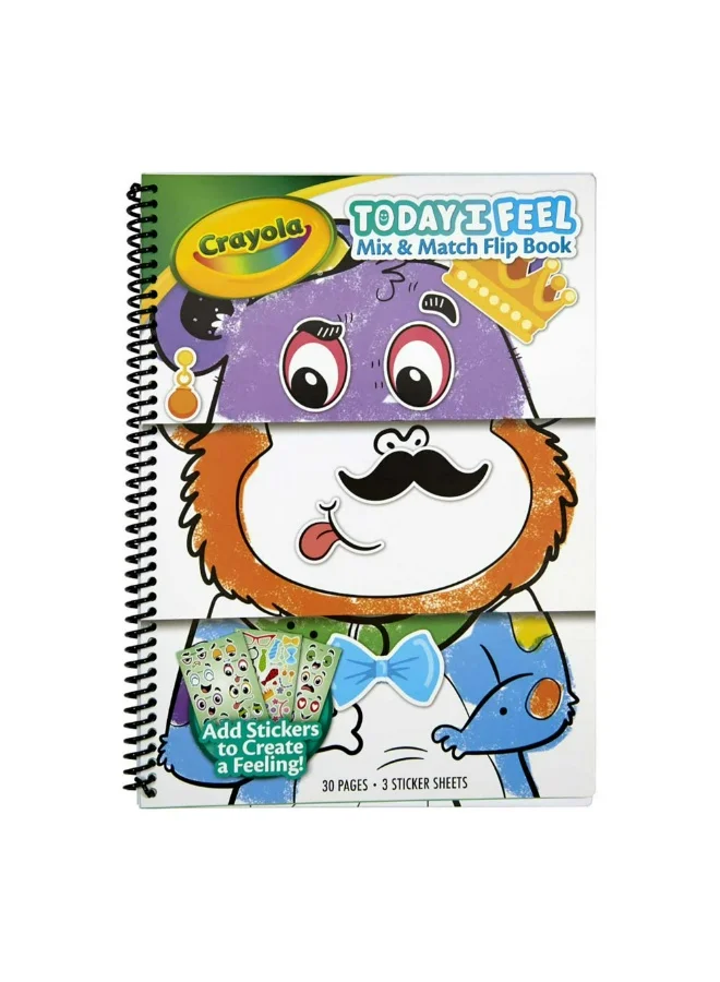 Crayola Crayola “Today I Feel” Animal Mix & Match Flip Book – Emotion Learning Activity for Toddlers, 30 Pages & 50+ Stickers | Preschool Feelings Book for Coloring, Mixing & Matching | Educational Gift for Kids Ages 3+