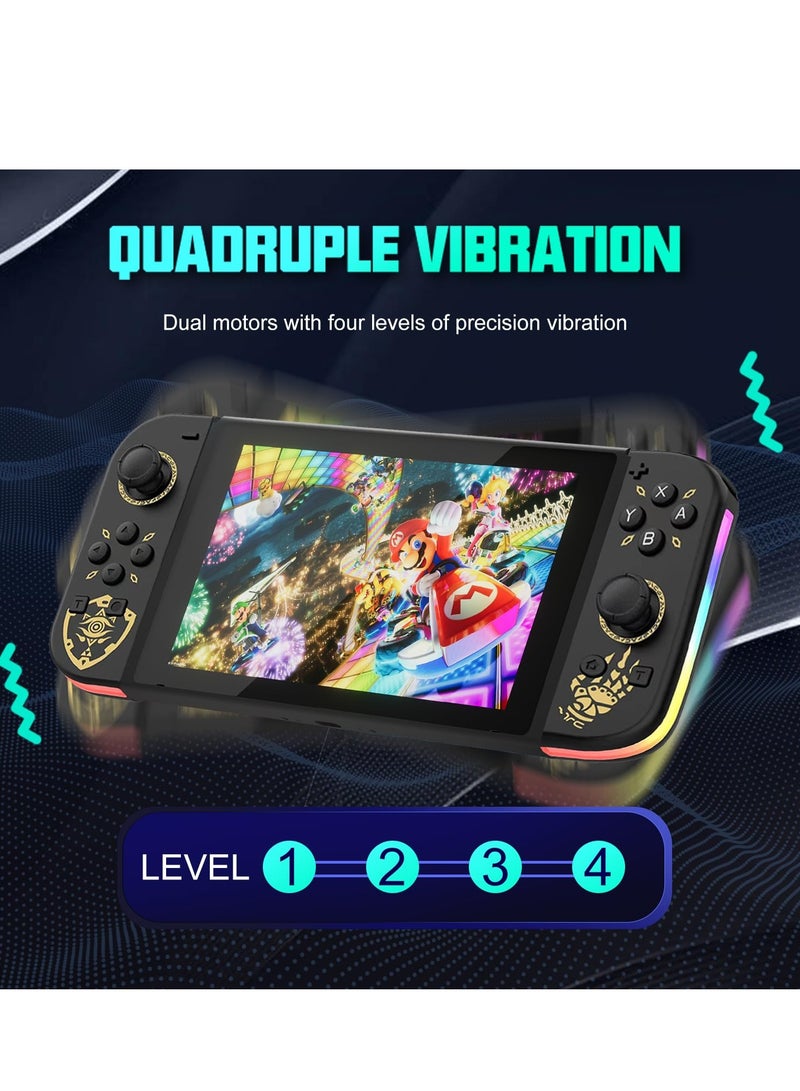 Joycon Controllers for Nintendo Switch, Replacement for Switch Controller with RGB LED, Adjustable Turbo  Vibration, Motion Control/Wake-Up/Screenshot (New Black)  - Image 2