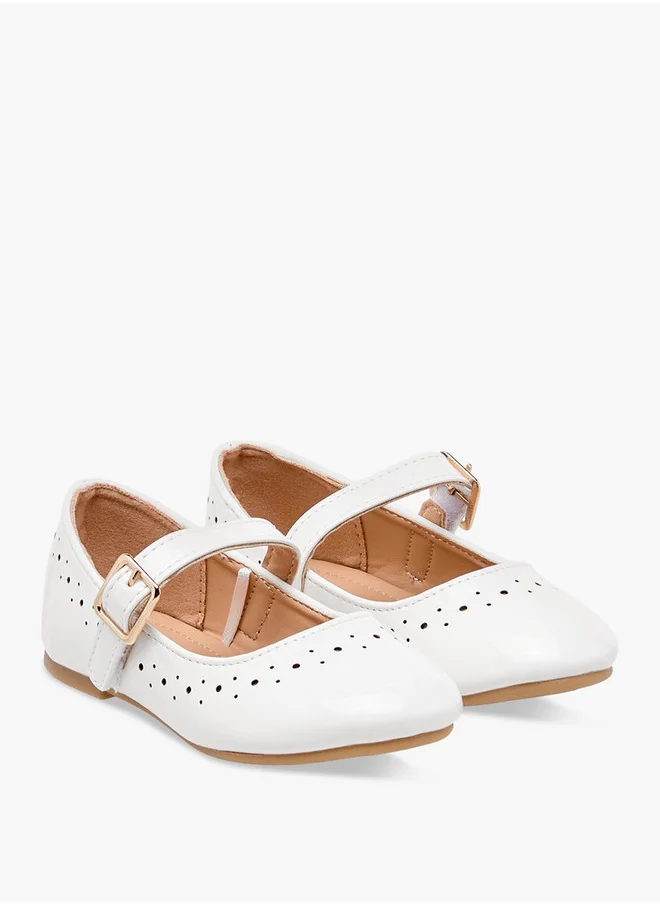 Flora Bella By Shoexpress Girls Cutout Detail Ballerina Shoes with Buckle Closure