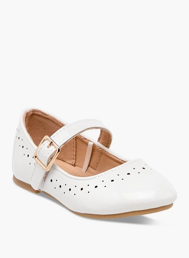 Flora Bella By Shoexpress Girls Cutout Detail Ballerina Shoes with Buckle Closure