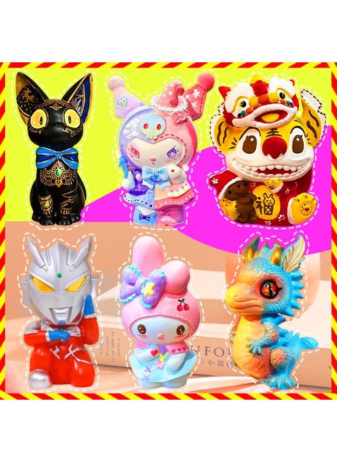Gypsum Doll Large Net Red Explosion Children's Coloring Stall Diy White Embryo Toy Sanrio Painting Wholesale-Color:Net Red [True Gypsum] Hat Doraemon-Send Colored Suit