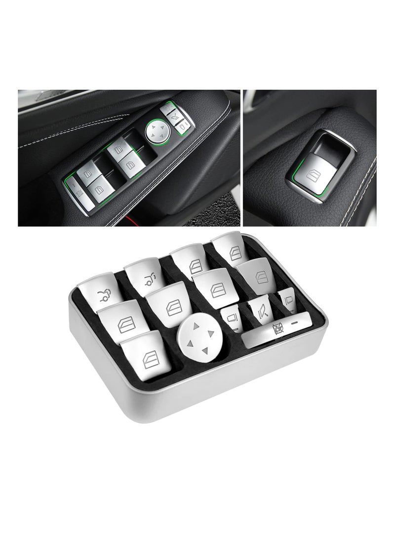 SYOSI Inner Door Power Window Switch Button Covers Trim Sticker, Replacement Compatible with Mercedes Benz A B C E G GLA CLA GLK GL ML GLE Class W204 W212 W246 W166 X166 X204, for Tesla Modle X S 14 PCS - Image 1