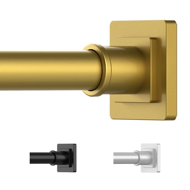 UIOSANRT Gold Shower Curtain Rod 35-66 Inches Non-Slip Shower Rod Tension Mounted No Drill , Adjustable Tension Curtain Rod for Windows Bathroom - Image 1
