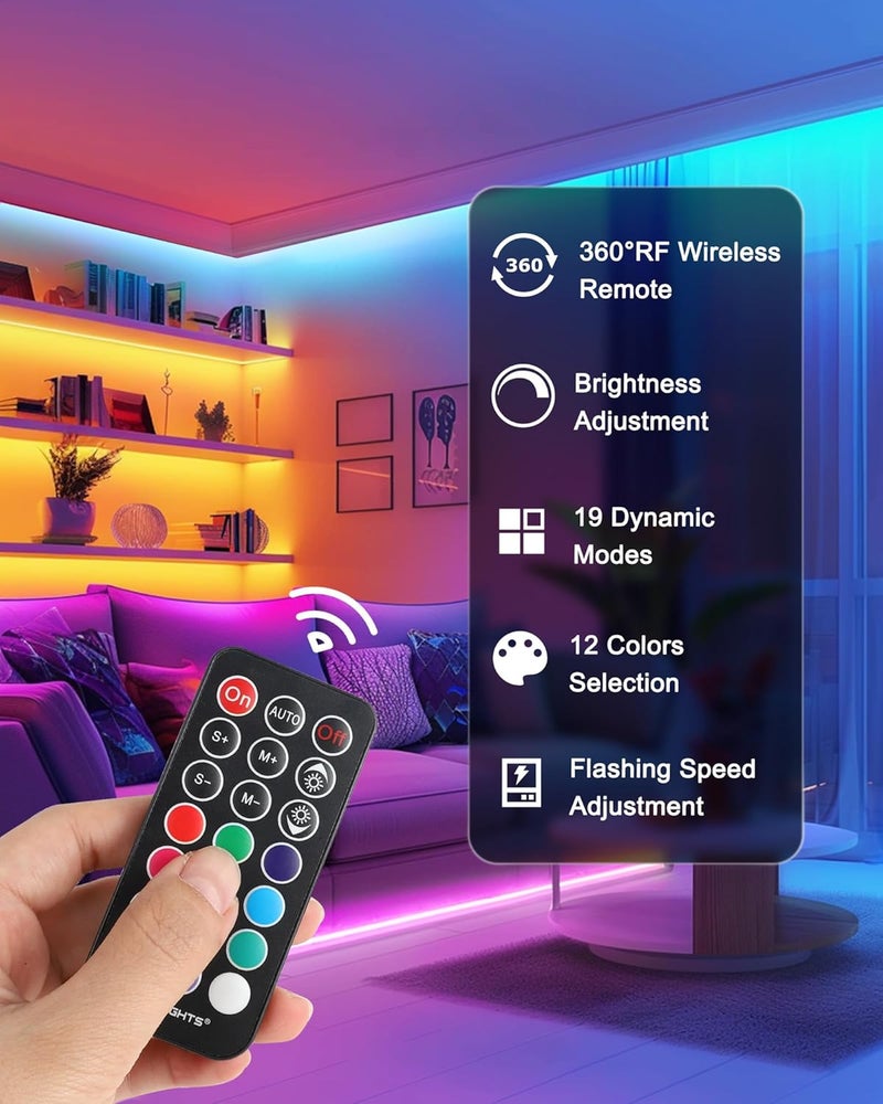 HitLights LED Strip Lights 3 Pre-Cut 12Inch/36Inch LED Light Strip Flexible Color Changing 5050 LED Accent Kit with RF Remote, Power Supply, and Connectors for TV, Home, DIY Decoration - Image 3