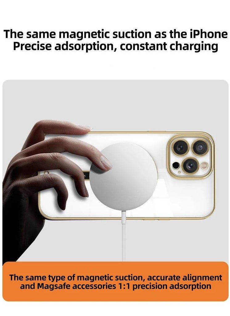 Color Fans - Clear Magnetic Case for iPhone 14 Pro Max Case 6.7 inch Compatible with MagSafe Plating Soft Edge Bumper Anti-Scratch Translucent Back Cover Purple - Image 1