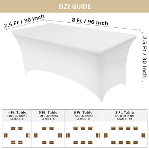 Utopia Kitchen Spandex Tablecloth 2 Pack [8FT, White] Tight, Fitted, Washable and Wrinkle Resistant Stretch Table Cloth Rectangle Cover for Trade Show, Weddings & Parties [96Lx30Wx30H Inch] - Image 2