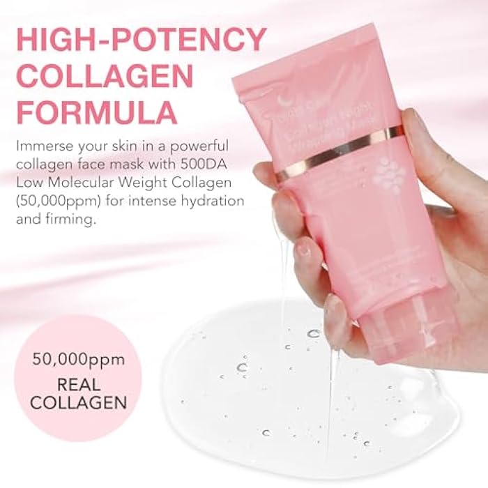 Akeeronn Collagen Overnight Wrapping Peel Off Facial Mask, Collagen Night Wrapping Mask, Hydrating Anti Wrinkle Lifting for All Skin Types, Firming&Elasticity Sleeping Mask (Brush Included) - Image 4
