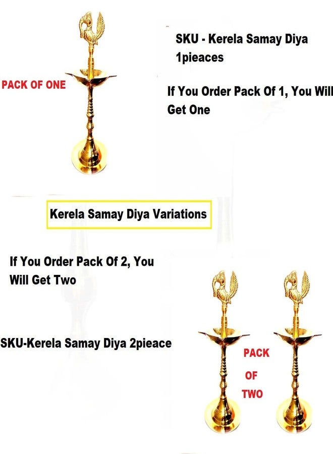 Stotram Brass Nakshi Peacock Kerala Mahabharat Oil/Ghee Diya, Deepak, Lamp Design Long Diyas for Home, Pooja Room, Pancharti, Panchmukhi Diya for Puja, Decoration, Aarti,(21 C.M) Pack of (2) - Image 2