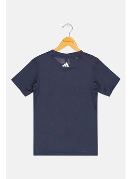Adidas Kids Boy Brand Logo Short Sleeves T-Shirt, Navy  - Image 2