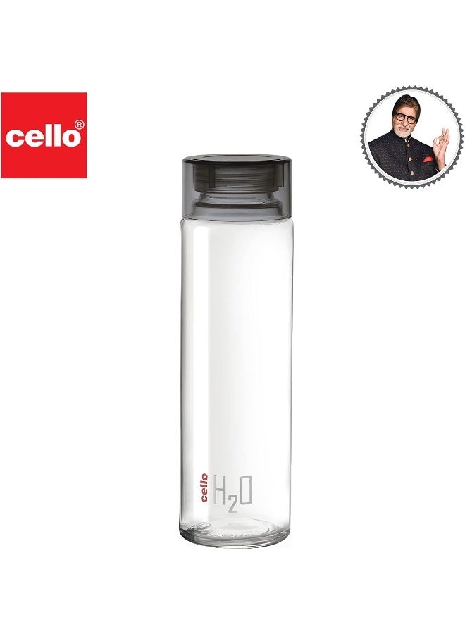 Cello H2O Toughened Glass Fridge Water Bottle with Plastic Cap, 920ml, Set of 3, Black - Image 3