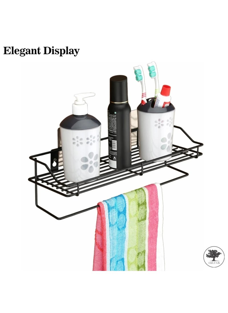 sulfar MS Perfume Organizer with Napkin Holder Storage Box Bathroom Countertop Organizer Shelf Small Organizer for Sink, Bedroom, Living room (Black)  - Image 5