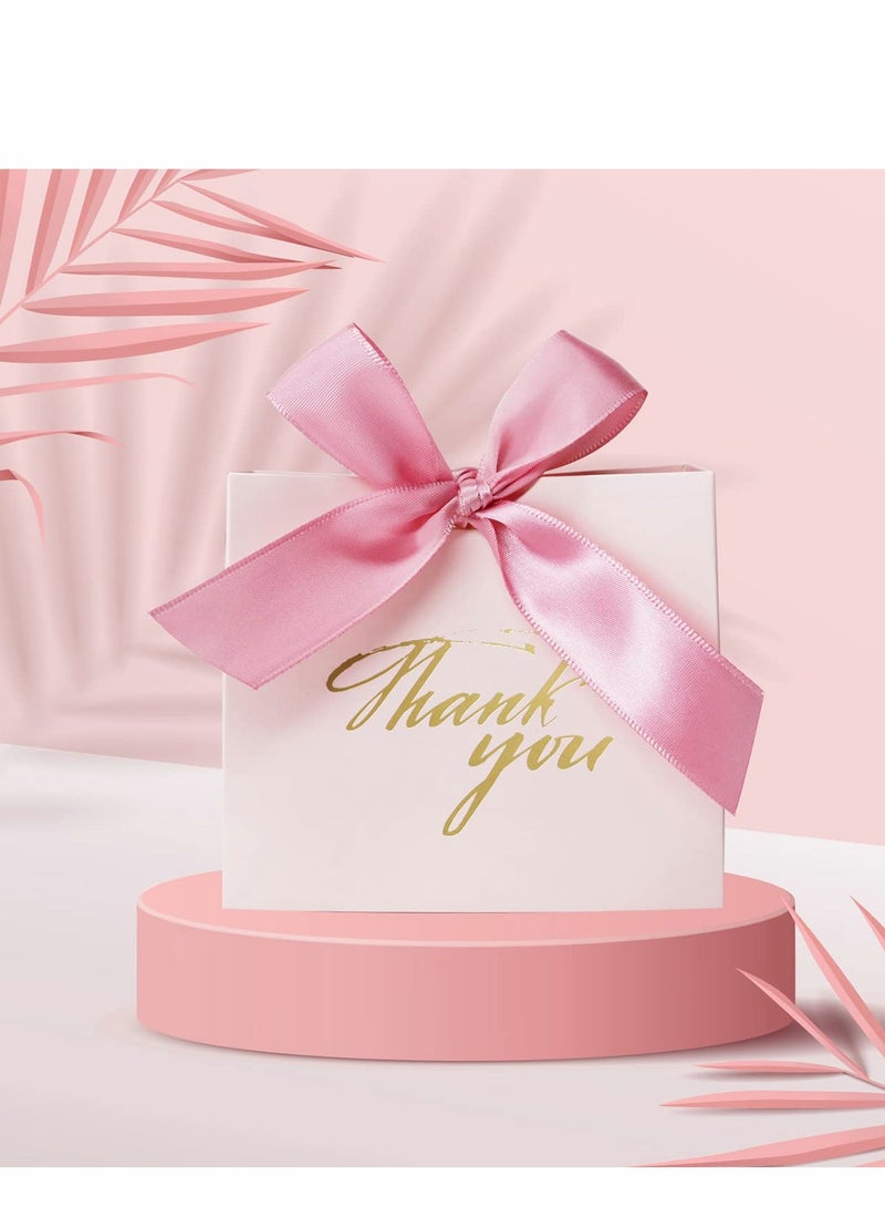20 Pack Small Pink Thank You Gift Bags with Rose Red Bow - Ideal for Weddings, Baby Showers, and Corporate Events. Bulk Party Favor Bags in Elegant Design for Special Occasions. - Image 2