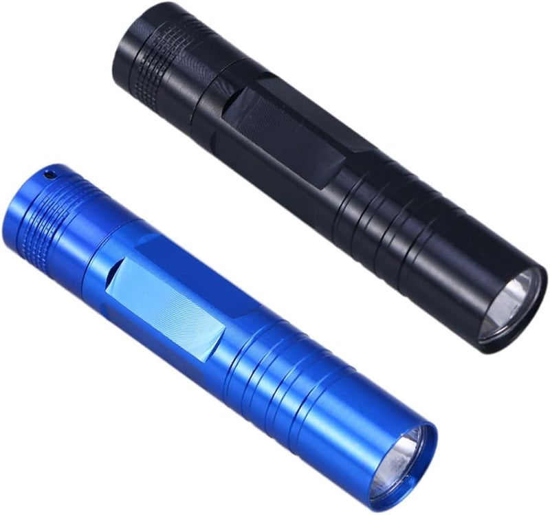 2 قطعة من مصباح يدوي صغير مفتاح سريع LED فائق السطوع، أسود من سبائك الألومنيوم، مصباح محمول للتخييم والطوارئ - Image 2