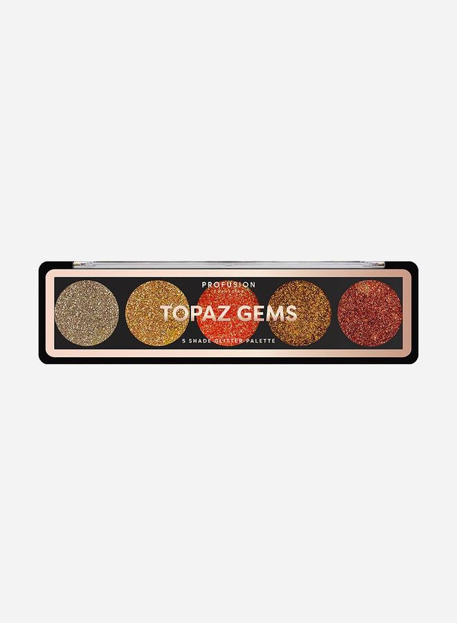 profusion Cosmetics Topaz Gems - 5 Shade Glitter Palette - Image 1