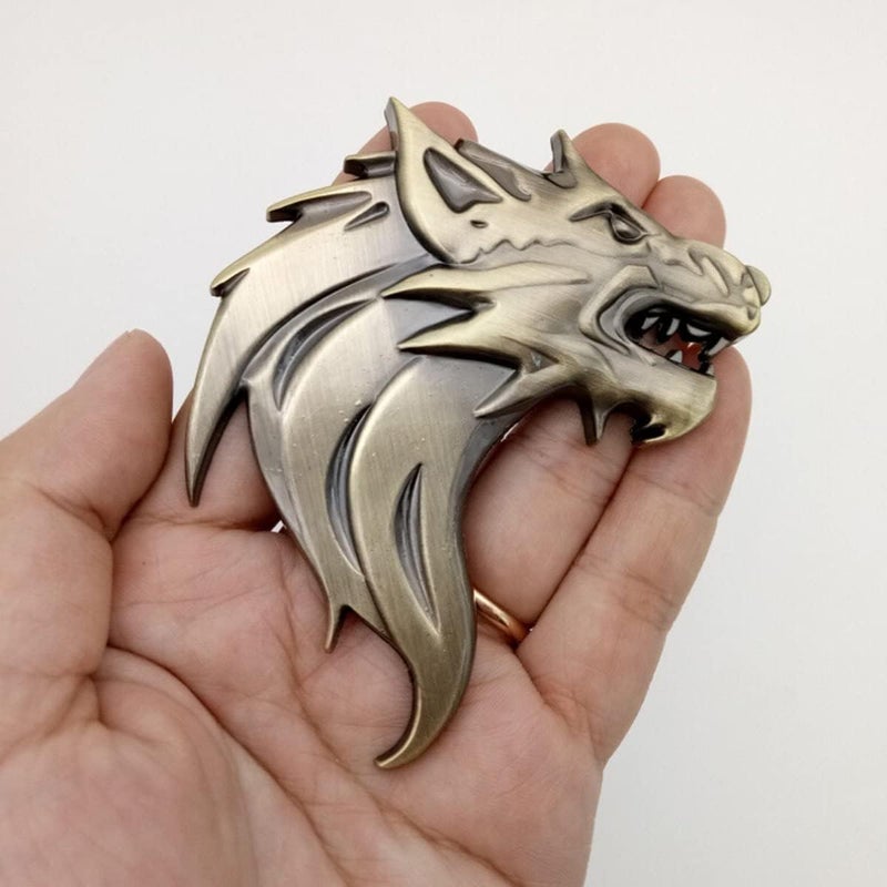 OAN شعار OAN ثلاثي الأبعاد من النحاس مع wolf معدني كروم، قطعتان، شعار فندر، شعار مقاوم للماء، لاصق ذاتي، غير قابل للصدأ للسيارات والدراجات (حوالي 8 سم × 6 سم) (معدني، مجموعة من 2) فرد وجملة تخزين - Image 4