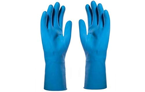 RBGIIT Seebuy Heavy Duty Reusable Industrial Use Rubber GlovesIdeal for Construction Material Handling Janitorial Activities Home Kitchen Bathroom Cleaning 5 Pair Blue Color - Image 2
