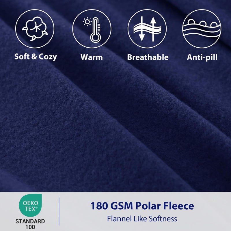 Softan Fleece Sheets Queen Size, Flannel Like Soft, Velvet Polar Microfleece Sheets for Winter, Dark Blue - Image 3