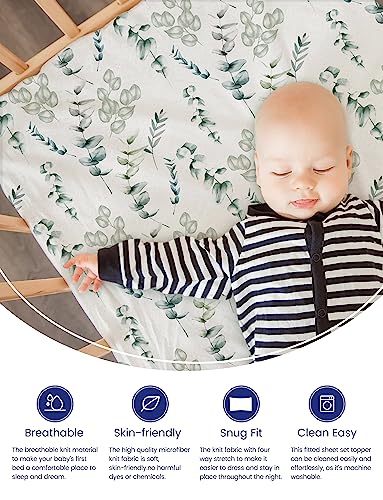 TotAha Botanical Pack and Play Sheets Fitted, Compatible with Graco Pack N Play Playard Crib, Babyletto, Dream on Me, Baby Trend, and Other Playpen Mattress, Premium Soft Mini Crib Sheets, 2 Pack - Image 2