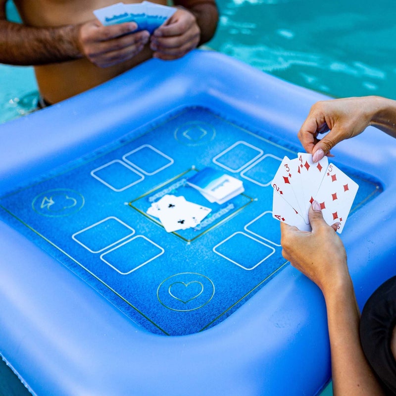 Poolcandy Floating Game Table with Waterproof Playing Cards Inflatable, Punctureâ€‘Resistant Vinyl, Selfâ€‘Floating Card Table for Pool Parties and Trips to The Beach or Lake - Image 1