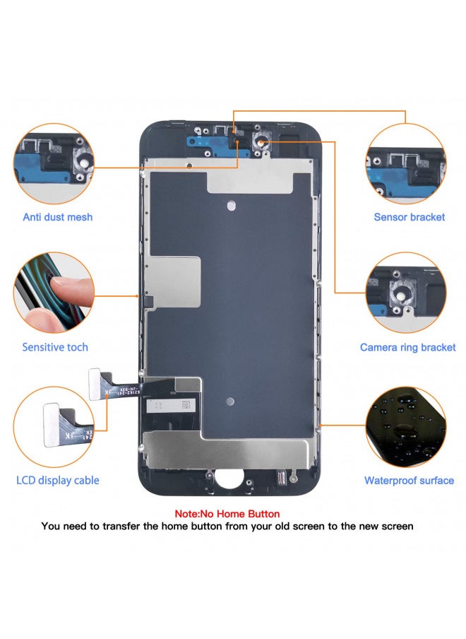Diykitpl for iPhone 8/ SE 2020 2nd Generation Screen Replacement Black, LCD Touch Screen Digitizer with Repair Tools for A2275, A2298, A2296 with Waterproof Seal+Repair Tools+Screen Protector