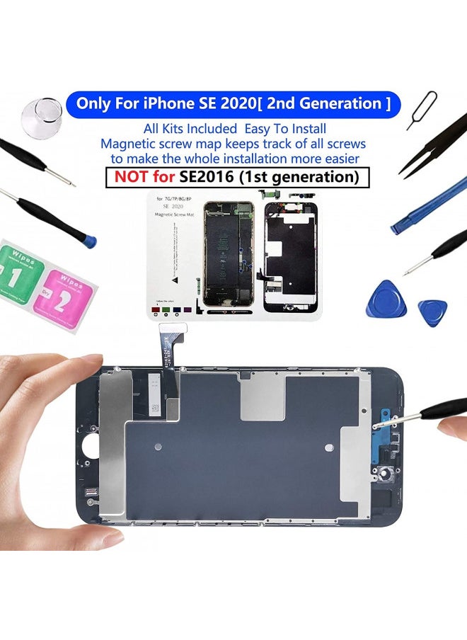 Diykitpl for iPhone 8/ SE 2020 2nd Generation Screen Replacement Black, LCD Touch Screen Digitizer with Repair Tools for A2275, A2298, A2296 with Waterproof Seal+Repair Tools+Screen Protector