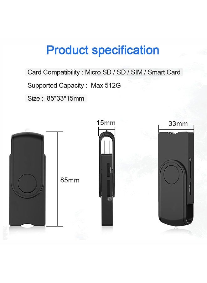 Muyixin USB 2.0 Portable Memory Card Reader for High Capacity 5 in 1 Adapter for SIM, SD, TF, ID, IC Cards, Compatible with Windows, Linux/Unix, MacOS X, Efficient and Reliable Data Reader  - Image 4