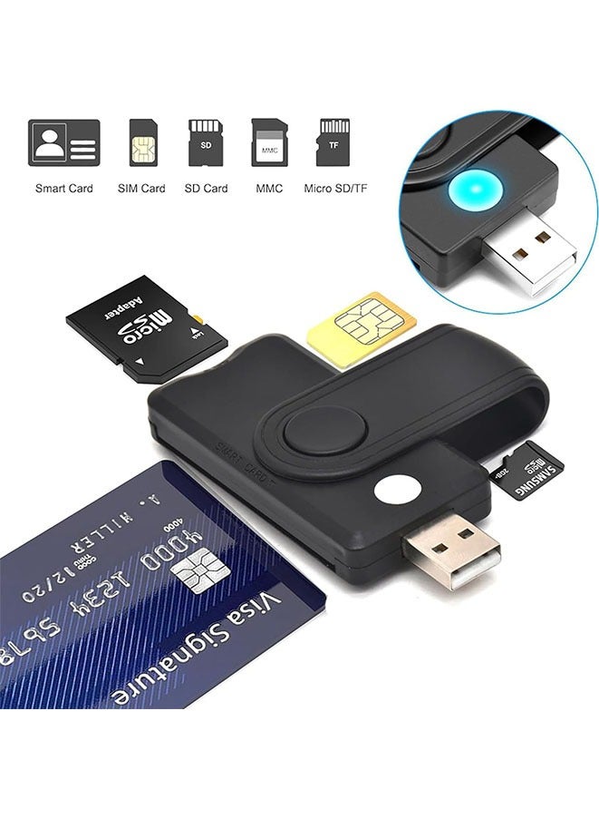 Muyixin USB 2.0 Portable Memory Card Reader for High Capacity 5 in 1 Adapter for SIM, SD, TF, ID, IC Cards, Compatible with Windows, Linux/Unix, MacOS X, Efficient and Reliable Data Reader  - Image 2