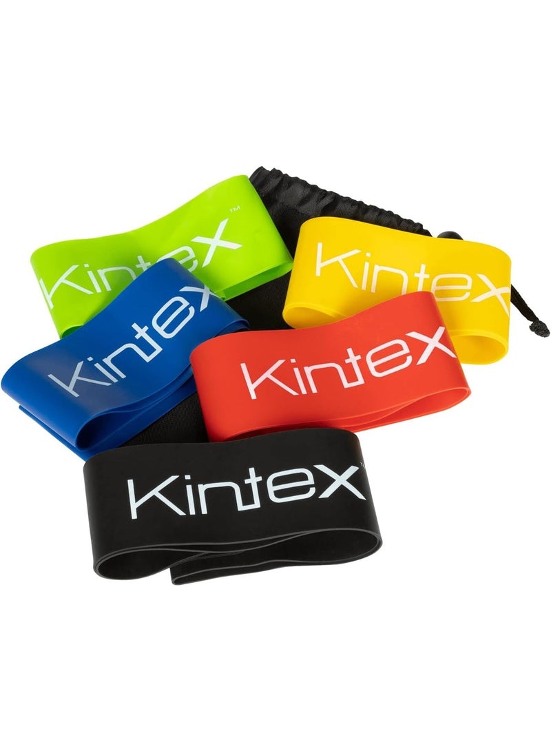 Kintex Mini Loops Set, 5 Strengths Fitness Loop, Gym Band, Yoga, Pilates, Training, Workout - Image 1