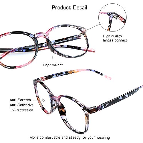 VisionGlobal Blue Light Blocking Glasses for Women, Anti Eyestrain, Computer Reading, TV Glasses, Stylish Oval Frame, Anti Glare (Floral,No Magnification) - Image 2