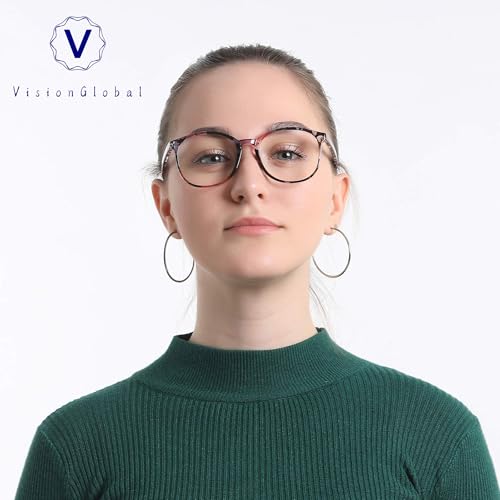 VisionGlobal Blue Light Blocking Glasses for Women, Anti Eyestrain, Computer Reading, TV Glasses, Stylish Oval Frame, Anti Glare (Floral,No Magnification) - Image 5