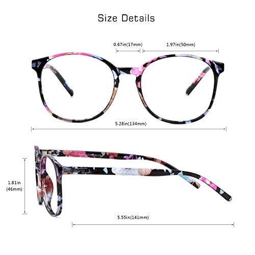 VisionGlobal Blue Light Blocking Glasses for Women, Anti Eyestrain, Computer Reading, TV Glasses, Stylish Oval Frame, Anti Glare (Floral,No Magnification) - Image 3