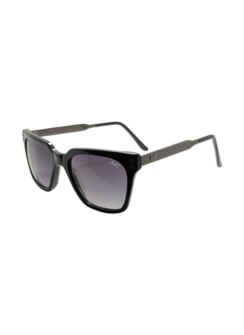 Armando Cavelli - Authentic Armando Cavalli sunglasses, crafted from carefully selected premium acetate for a luxurious look and longevity with extensive use. This model combines modernity and classic style, with a raw black acetate front and gunmetal -plated metal temples to complete your luxury look. Comes with premium polymer lenses offer UV400 protection in a gradient grey - Image 1