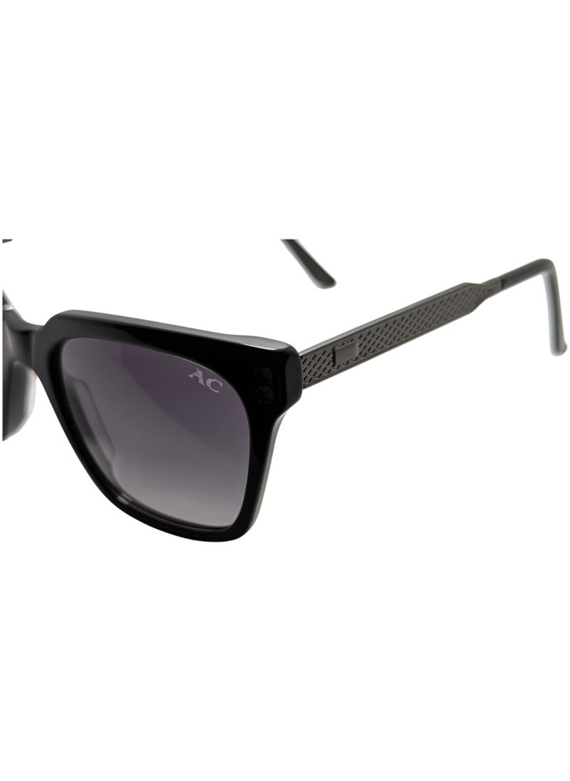Armando Cavelli - Authentic Armando Cavalli sunglasses, crafted from carefully selected premium acetate for a luxurious look and longevity with extensive use. This model combines modernity and classic style, with a raw black acetate front and gunmetal -plated metal temples to complete your luxury look. Comes with premium polymer lenses offer UV400 protection in a gradient grey - Image 1