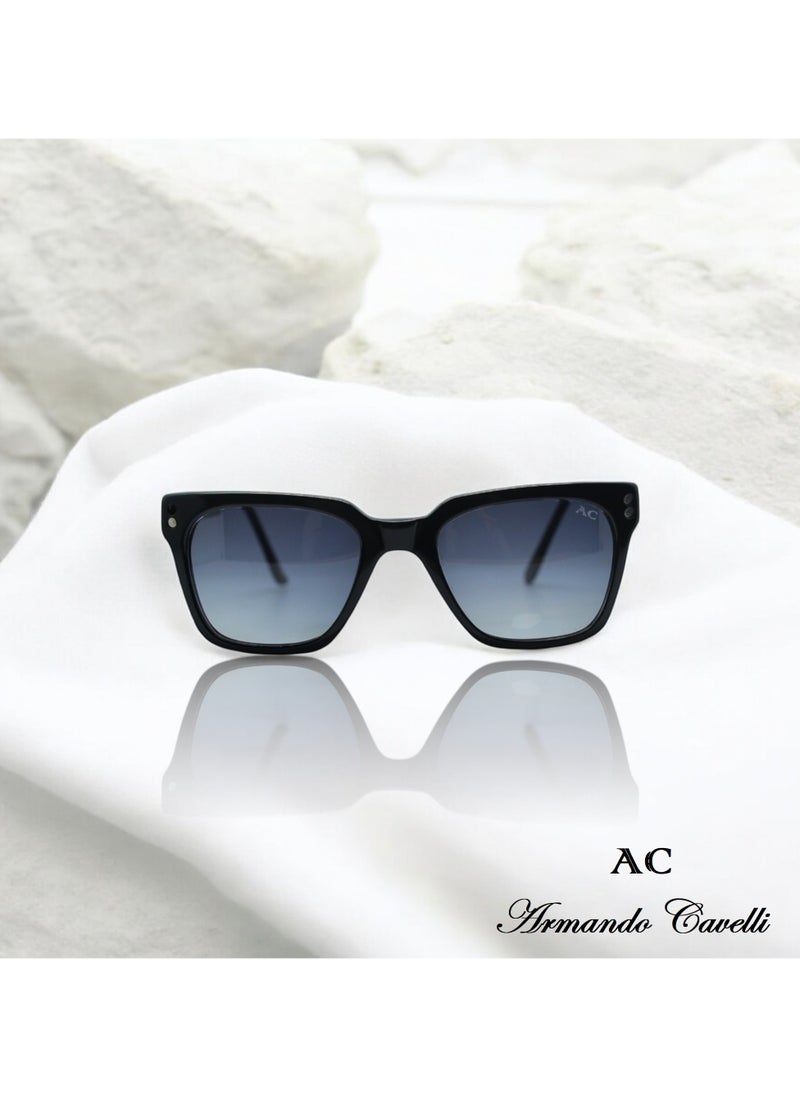 Armando Cavelli - Authentic Armando Cavalli sunglasses, crafted from carefully selected premium acetate for a luxurious look and longevity with extensive use. This model combines modernity and classic style, with a raw black acetate front and gunmetal -plated metal temples to complete your luxury look. Comes with premium polymer lenses offer UV400 protection in a gradient grey - Image 1