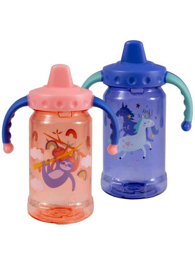 COOL GEAR 2-Pack 12 oz Gripper Sipper Cups For Kids & Toddlers - Dishwasher Safe, Spillproof, Leakproof Waterbottle With Handles For Babies - Rainbows/Unicorns - Image 1