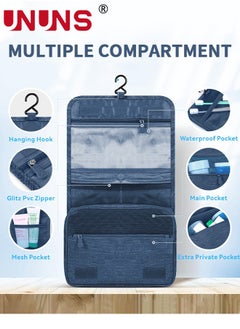 UNUNS Hanging Toiletry Bag,Large Cosmetic Makeup Travel Organizer For Men Women With Sturdy Hook,Dividers And Inner Pouch,Portable Travel Organizer Kit For Shampoo,Toiletries  - Image 2