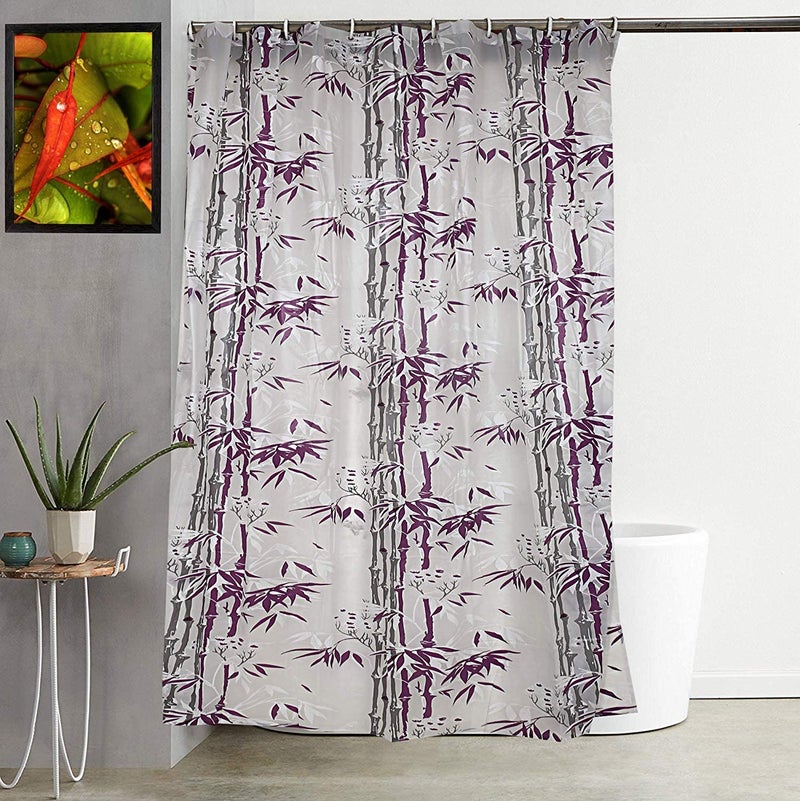 Kuber Industries Kuber Industries PVC 7 Feet Shower Curtain with 8 Hooks Purple CTKTC6924 Standard CTKTC06924  - Image 2