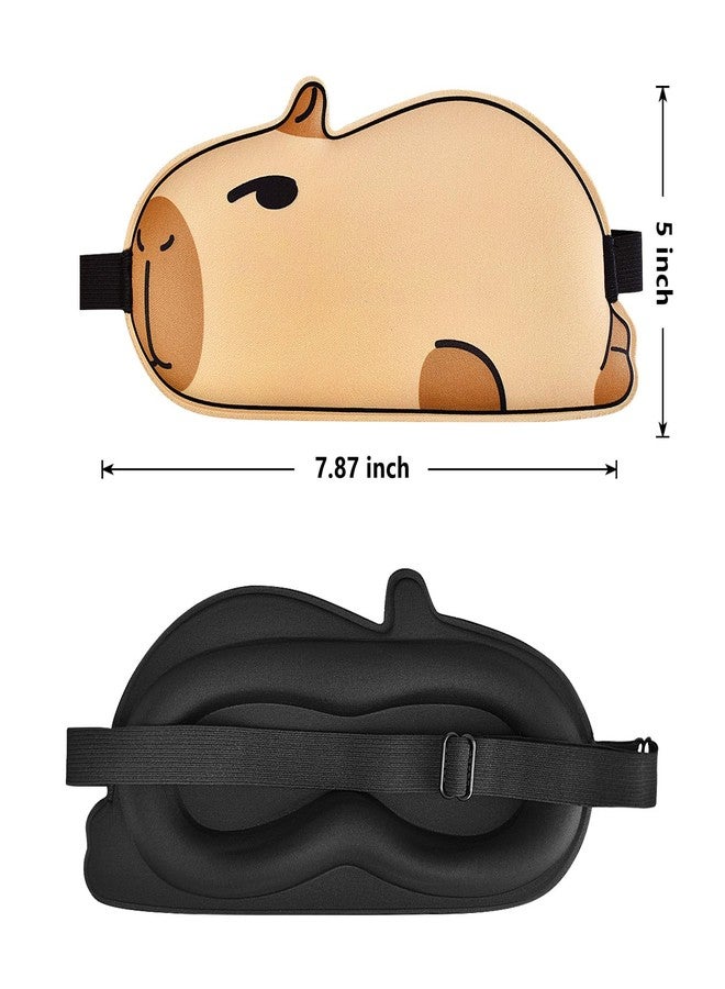 FUNAUPGO Cute Capybara Sleeping Mask Eye Mask Funny Animal 3D Contoured Sleep Mask Soft Breathable Blindfold Travel Eye Cover Eyeshade for Kids Adults Girls Boys Women Men (Capybara, Brown - Image 2