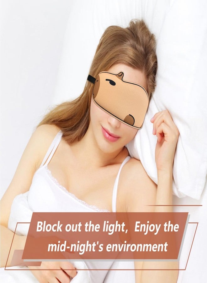FUNAUPGO Cute Capybara Sleeping Mask Eye Mask Funny Animal 3D Contoured Sleep Mask Soft Breathable Blindfold Travel Eye Cover Eyeshade for Kids Adults Girls Boys Women Men (Capybara, Brown - Image 3