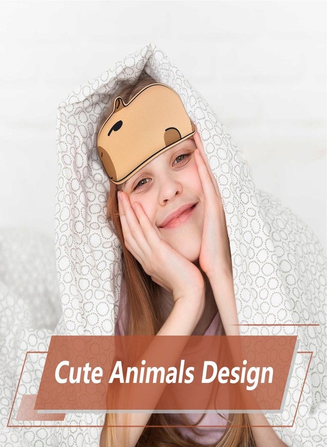 FUNAUPGO Cute Capybara Sleeping Mask Eye Mask Funny Animal 3D Contoured Sleep Mask Soft Breathable Blindfold Travel Eye Cover Eyeshade for Kids Adults Girls Boys Women Men (Capybara, Brown - Image 4