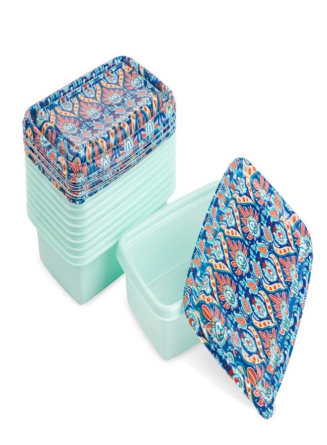 Core Kitchen Paisley Blue & Green, 33.8 Ounce Capacity, Food-Grade BPA-Free Reusable Plastic, Microwave & Dishwasher Safe, Meal Prep Food Storage Containers, 10 Pack
