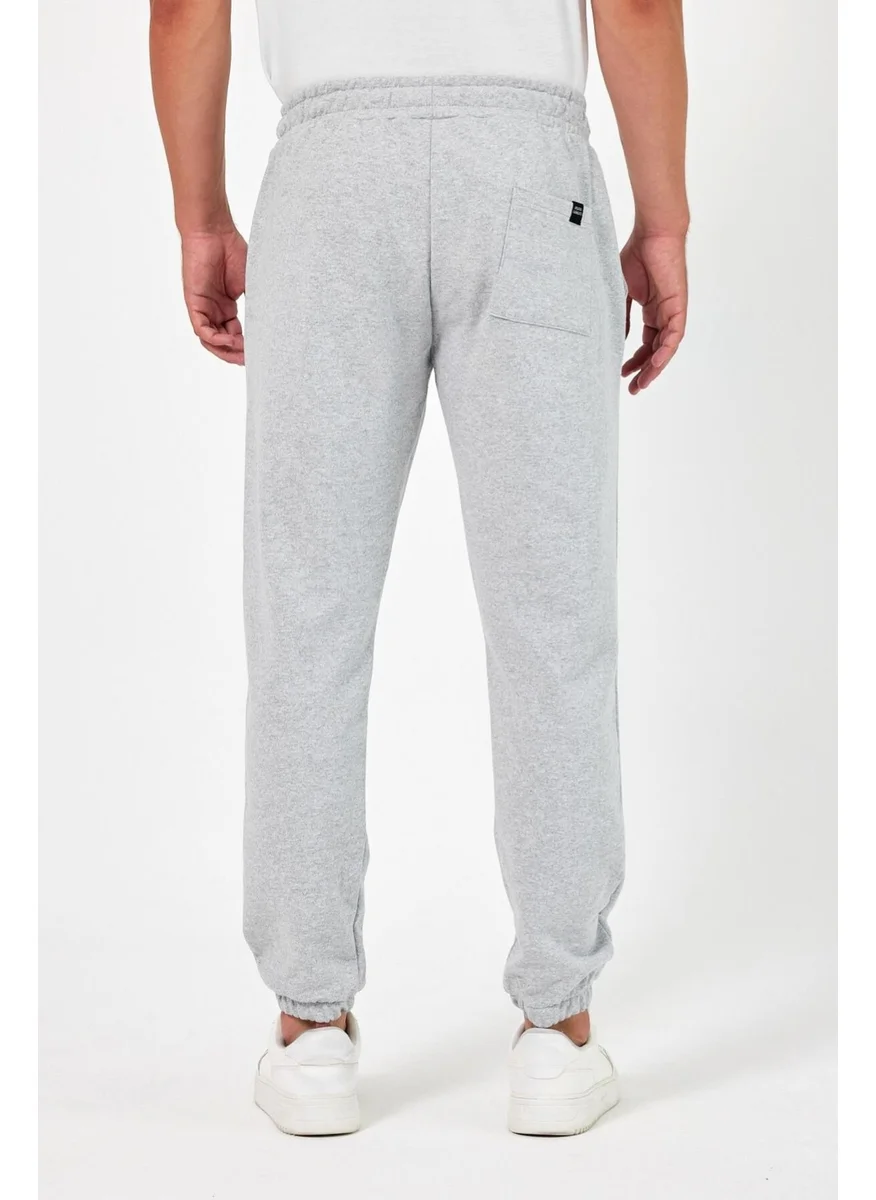mmetalic Thick Grey Men's Sweatpants Jogger Back Pocket Elastic Leg Regular Fit Non-raised